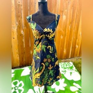 Hippie dress size  medium batik dress vintage boho hand dyed